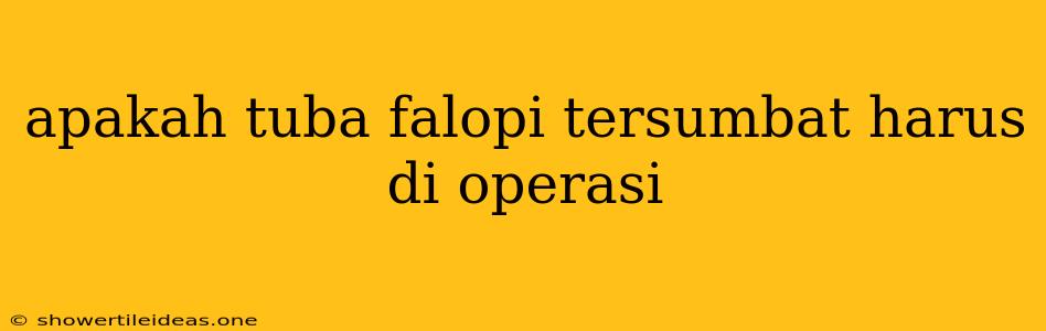 Apakah Tuba Falopi Tersumbat Harus Di Operasi