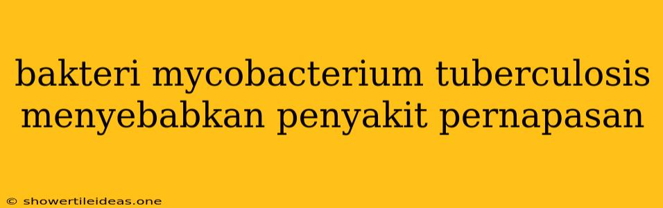 Bakteri Mycobacterium Tuberculosis Menyebabkan Penyakit Pernapasan