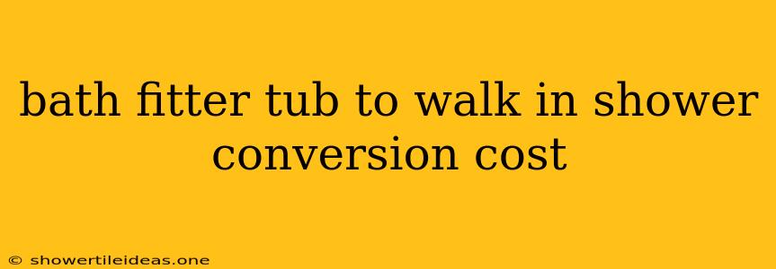 Bath Fitter Tub To Walk In Shower Conversion Cost