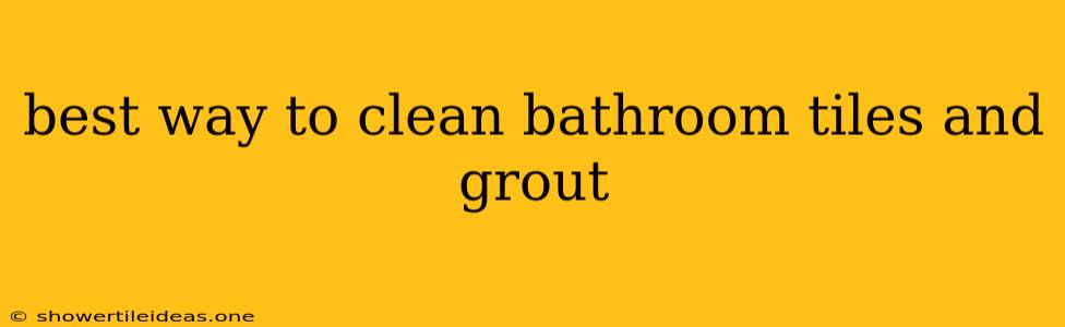 Best Way To Clean Bathroom Tiles And Grout