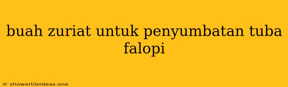 Buah Zuriat Untuk Penyumbatan Tuba Falopi