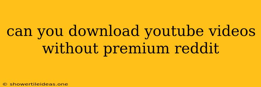 Can You Download Youtube Videos Without Premium Reddit