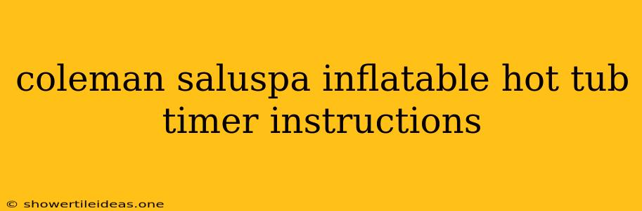 Coleman Saluspa Inflatable Hot Tub Timer Instructions