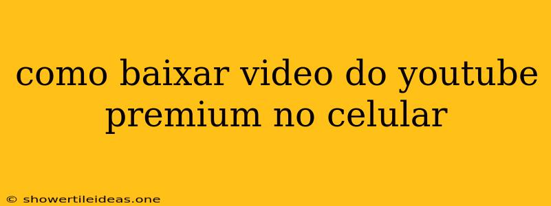 Como Baixar Video Do Youtube Premium No Celular