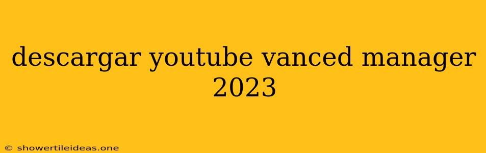 Descargar Youtube Vanced Manager 2023