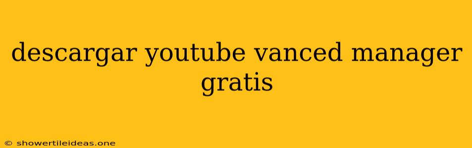 Descargar Youtube Vanced Manager Gratis