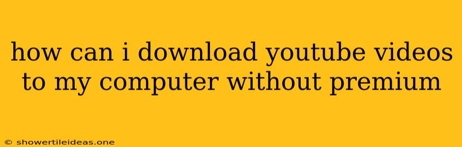 How Can I Download Youtube Videos To My Computer Without Premium