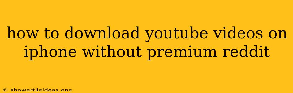 How To Download Youtube Videos On Iphone Without Premium Reddit