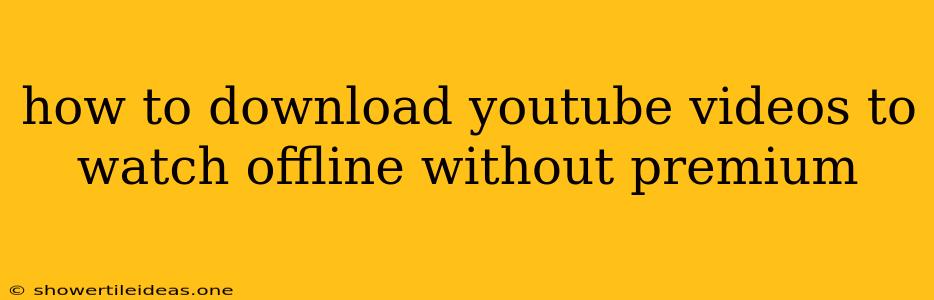 How To Download Youtube Videos To Watch Offline Without Premium