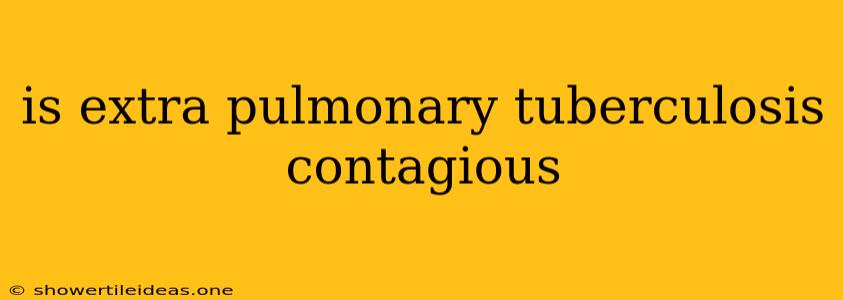 Is Extra Pulmonary Tuberculosis Contagious