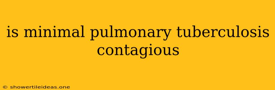 Is Minimal Pulmonary Tuberculosis Contagious