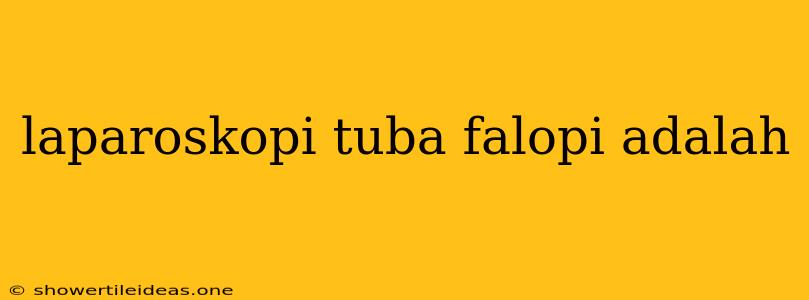 Laparoskopi Tuba Falopi Adalah