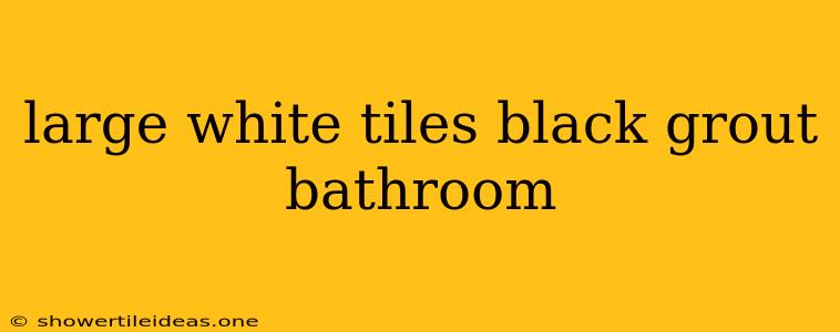 Large White Tiles Black Grout Bathroom