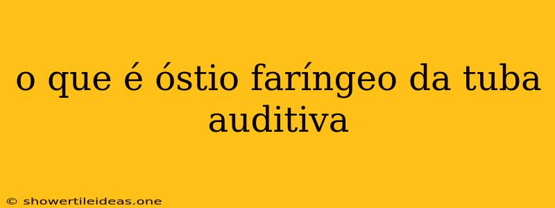 O Que É Óstio Faríngeo Da Tuba Auditiva