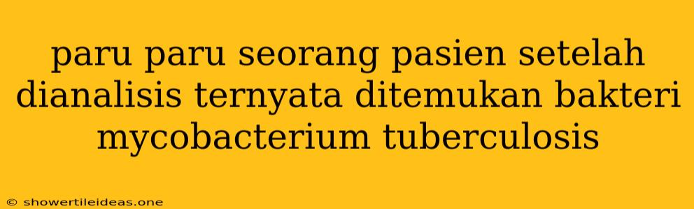 Paru Paru Seorang Pasien Setelah Dianalisis Ternyata Ditemukan Bakteri Mycobacterium Tuberculosis