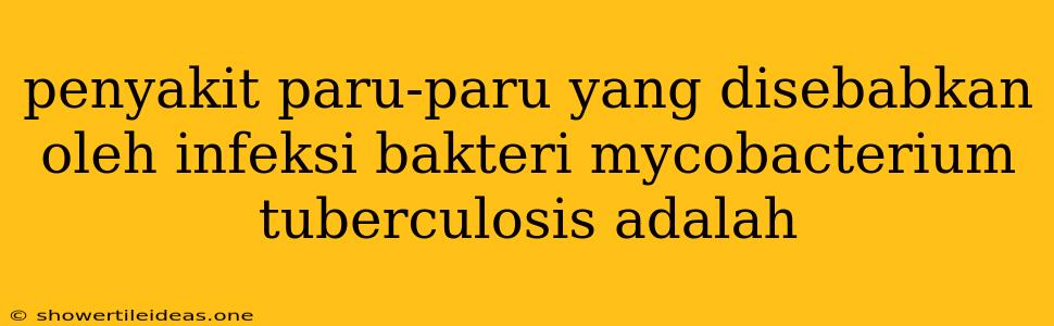 Penyakit Paru-paru Yang Disebabkan Oleh Infeksi Bakteri Mycobacterium Tuberculosis Adalah