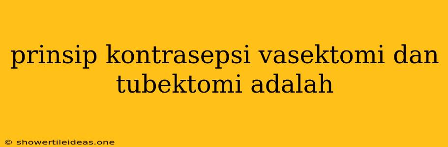 Prinsip Kontrasepsi Vasektomi Dan Tubektomi Adalah