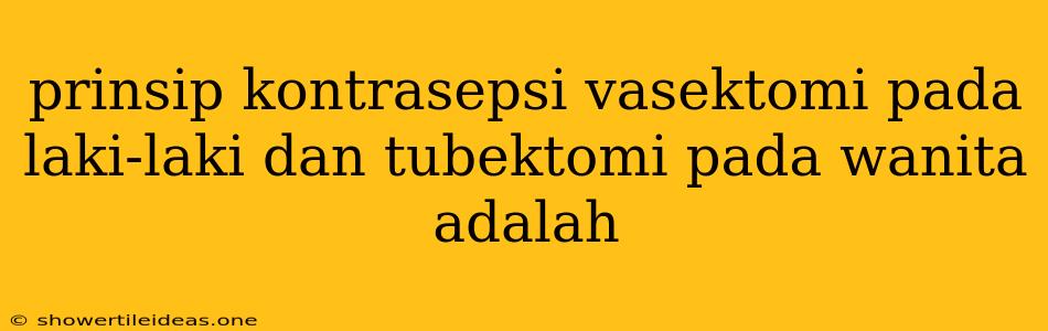 Prinsip Kontrasepsi Vasektomi Pada Laki-laki Dan Tubektomi Pada Wanita Adalah