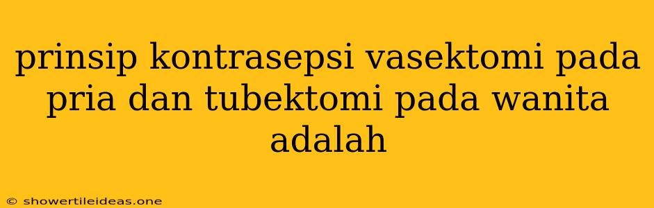 Prinsip Kontrasepsi Vasektomi Pada Pria Dan Tubektomi Pada Wanita Adalah