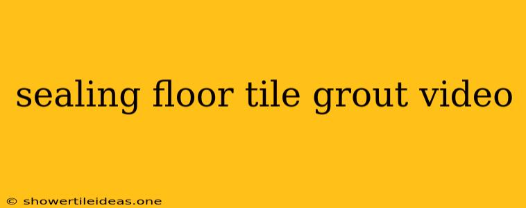 Sealing Floor Tile Grout Video