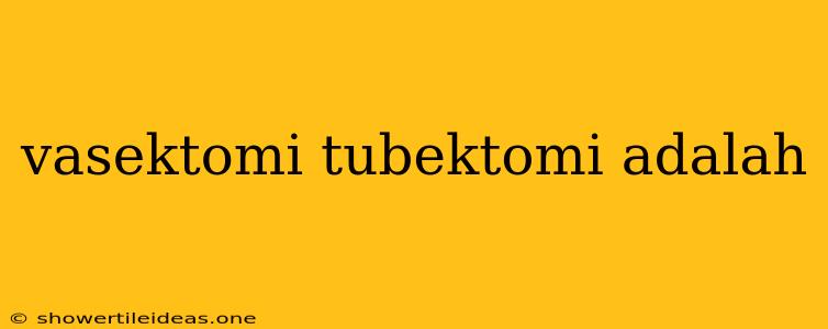 Vasektomi Tubektomi Adalah