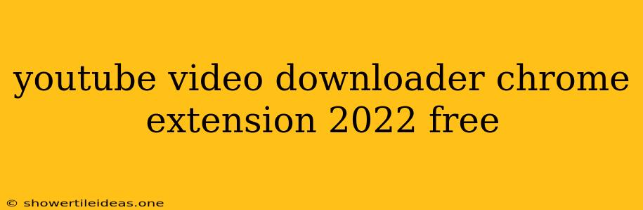 Youtube Video Downloader Chrome Extension 2022 Free